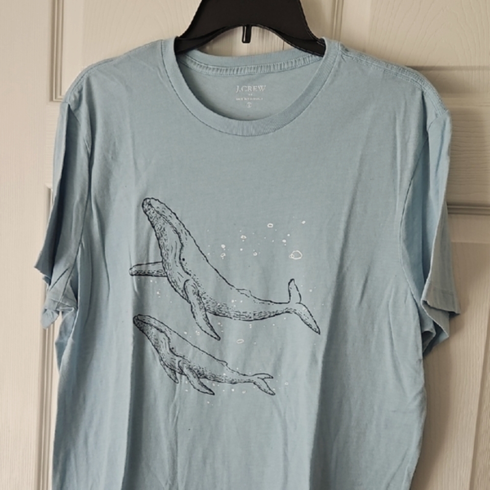 J. Crew Sky Blue Whale Print Tee
